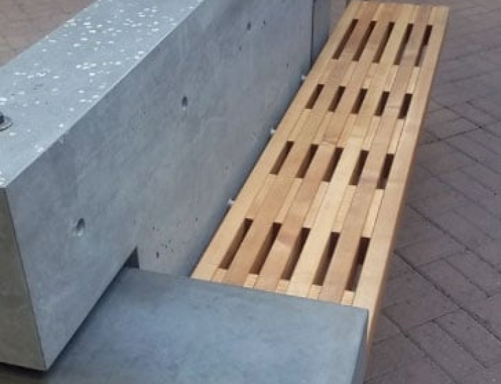 concrete and maple bench