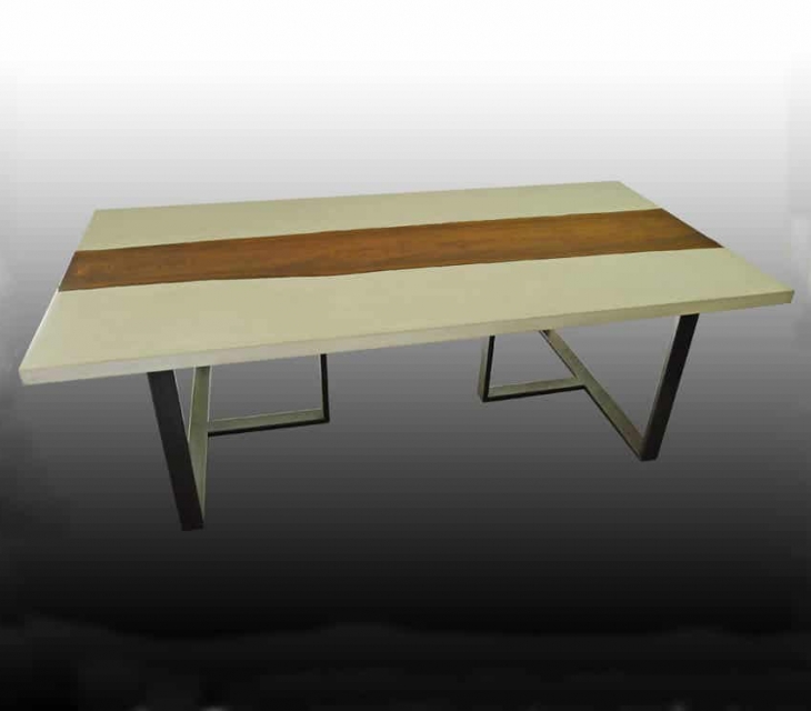 Concrete and walnut river table