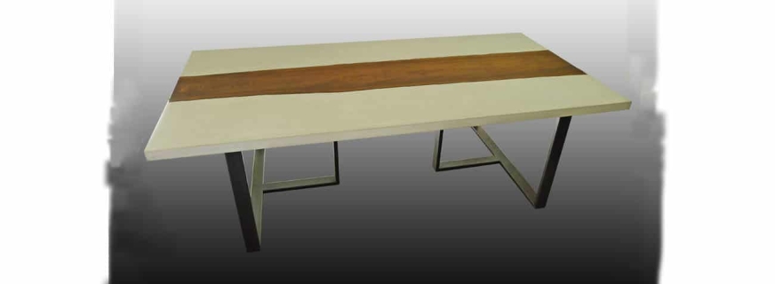 Concrete and walnut river table