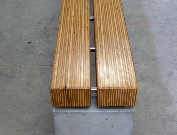 concrete and wood bench