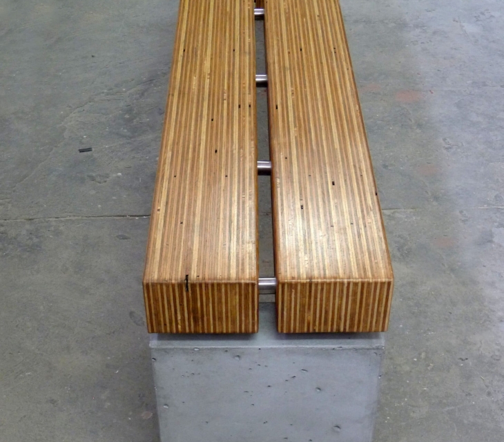 concrete and wood bench