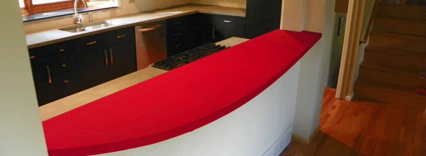 Red concrete countertop