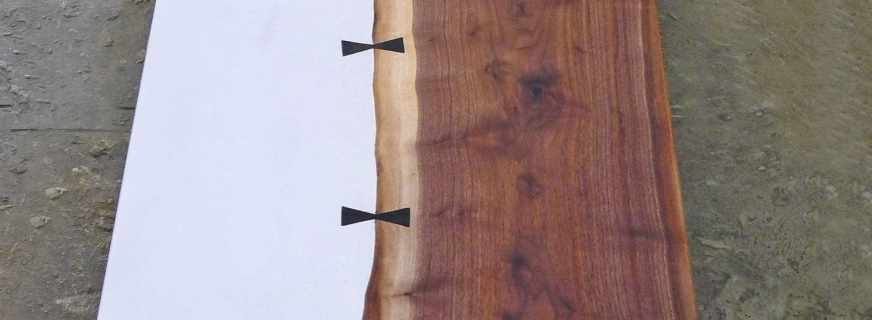 Concrete and walnut waterfall coffee table