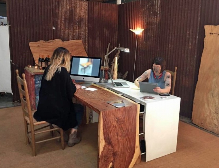 Concrete and Rosewood desk