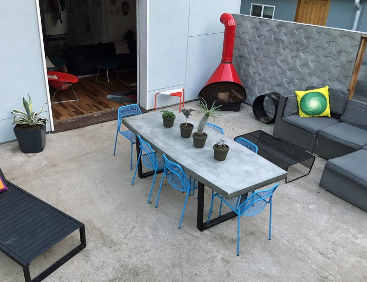 Outdoor concrete dining table