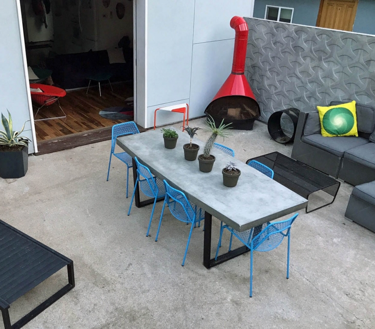 Outdoor concrete dining table