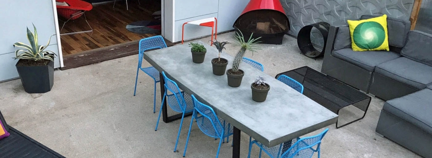 Outdoor concrete dining table