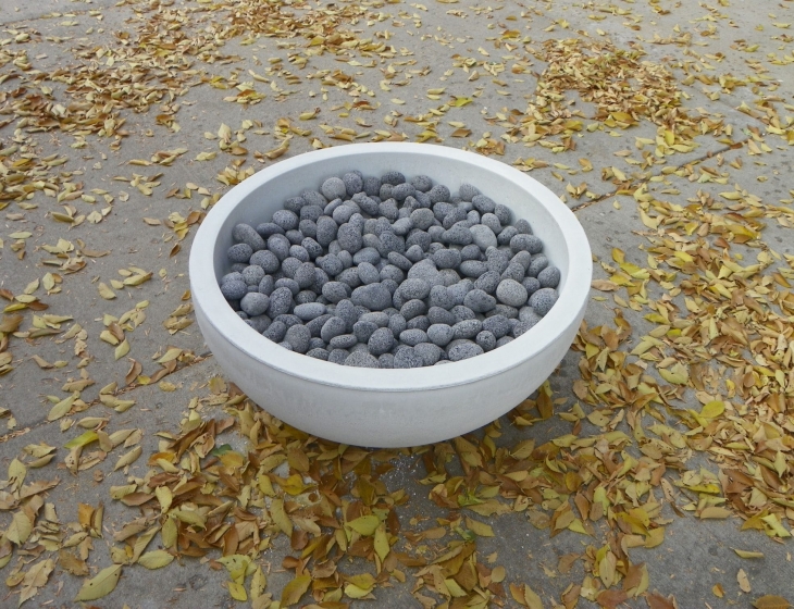 White concrete fire feature