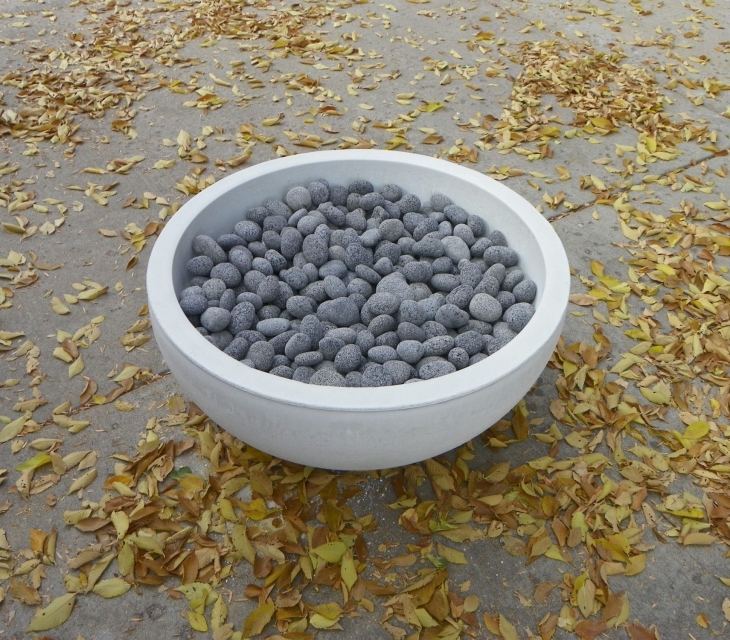 White concrete fire feature