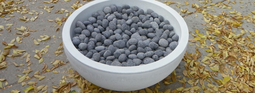 White concrete fire feature